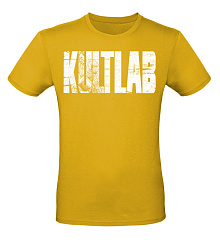 Kultlab Футболка мужская Бодибилдер (белый логотип), жёлтая - белая