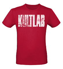 Kultlab Футболка мужская Бодибилдер (белый логотип), красная - белая