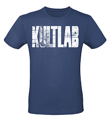 Kultlab Футболка мужская Бодибилдер (белый логотип), синяя - белая