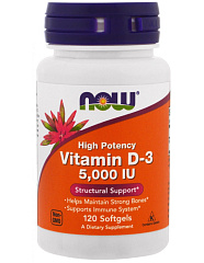 NOW Vitamin D3-5000 IU, 120 капc
