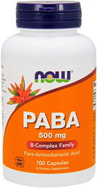 NOW PABA 500 мг, 100 капс