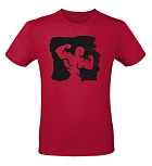 Kultlab Футболка мужская c чёрным логотипом, красная - чёрная