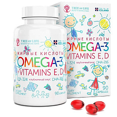 Tree of Life Omega 3 Kids + vitamins E, D, 90 капс