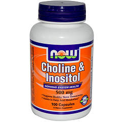 NOW Choline & Inositol 250/250 мг, 100 капс