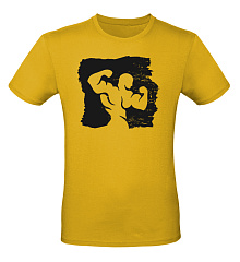 Kultlab Футболка мужская с чёрным логотипом, жёлтая - чёрная