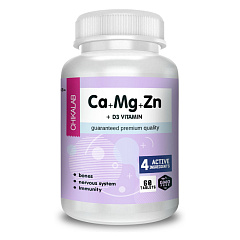 Chikalab Ca+Mg+Zn with vitamins D3, 60 таб