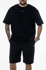 Kultlab Мужская футболка Oversize Merch, чёрная - фиолетовая